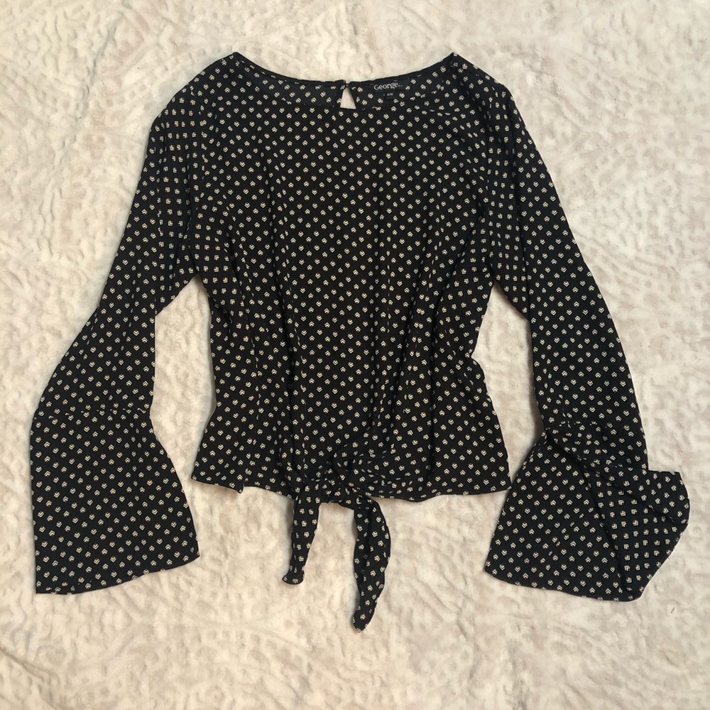 Sheer Bell Sleeve Blouse